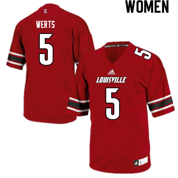 Women #5 Shai Werts Louisville Cardinals College Football Jerseys Sale-Red - Click Image to Close